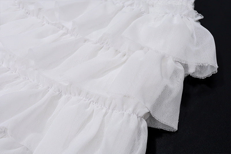 Women Sexy Square Neck Knitting Cardigan Bell Bottom Sleeve Ruffle Top and Shorts Two-piece Set 21