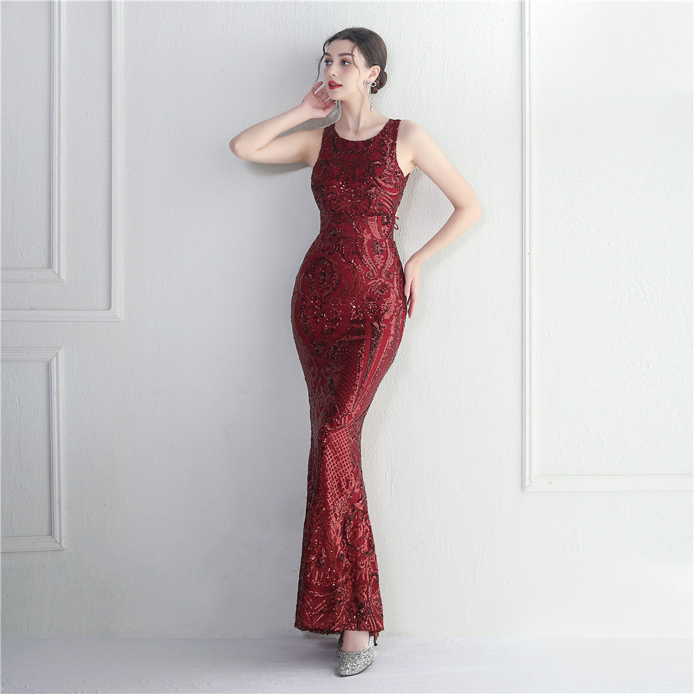 Women Backless Beading Sequin Embroidered Stage Concert Car Model Formal Party Wedding Long Evening Dress 10
