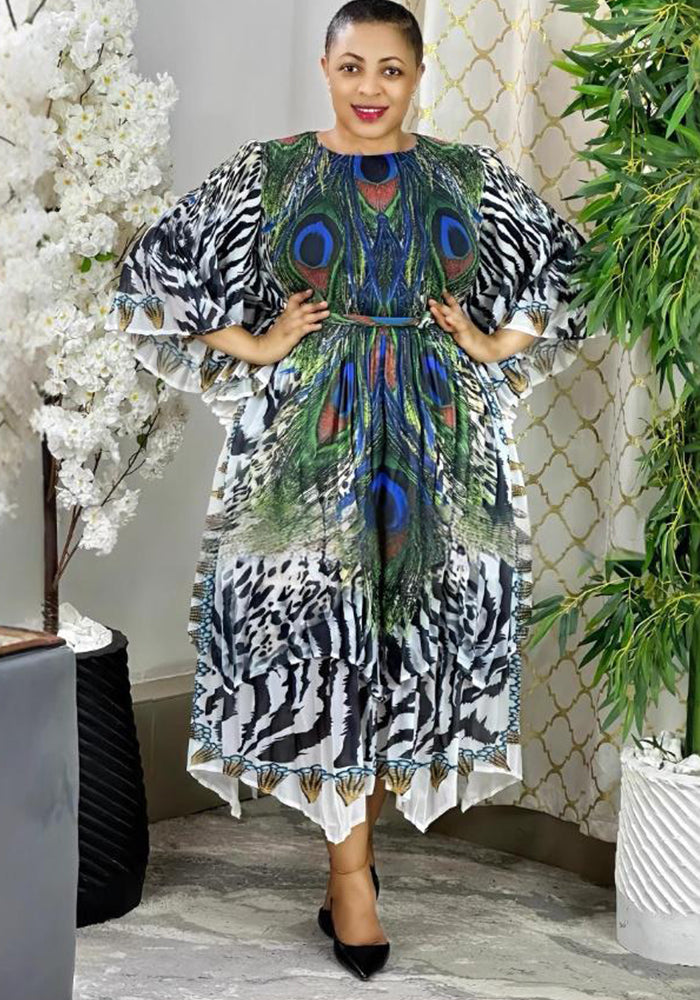 Plus Size Women pleated African elegant dress