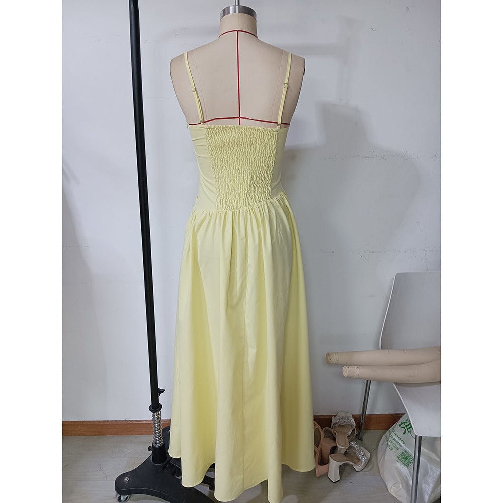 Women summer sexy mesh patchwork suspender ruffle dress 8