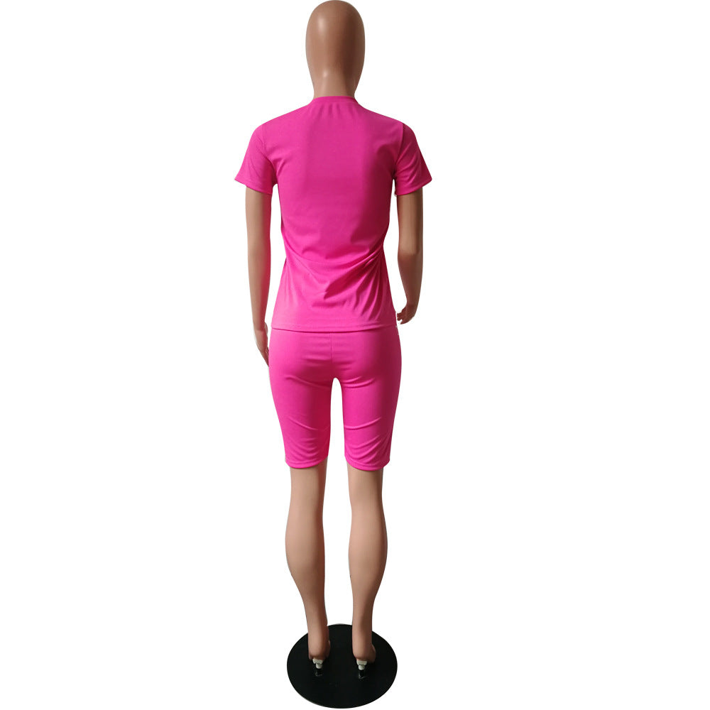 Summer fashionable solid color two-piece fashion casual shorts set 24