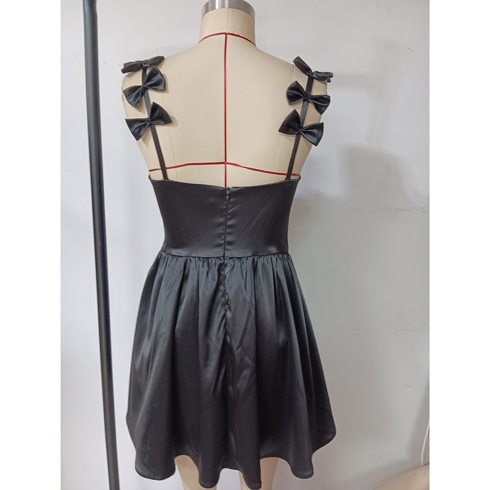 Women Bow Tie Party Formal Party Strap Dress 10