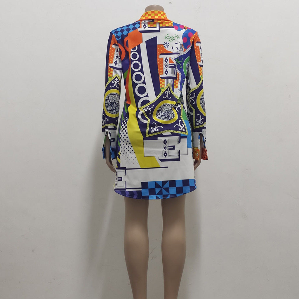 Casual Fashion Print Multicolor Women'S Shirt Dress 10