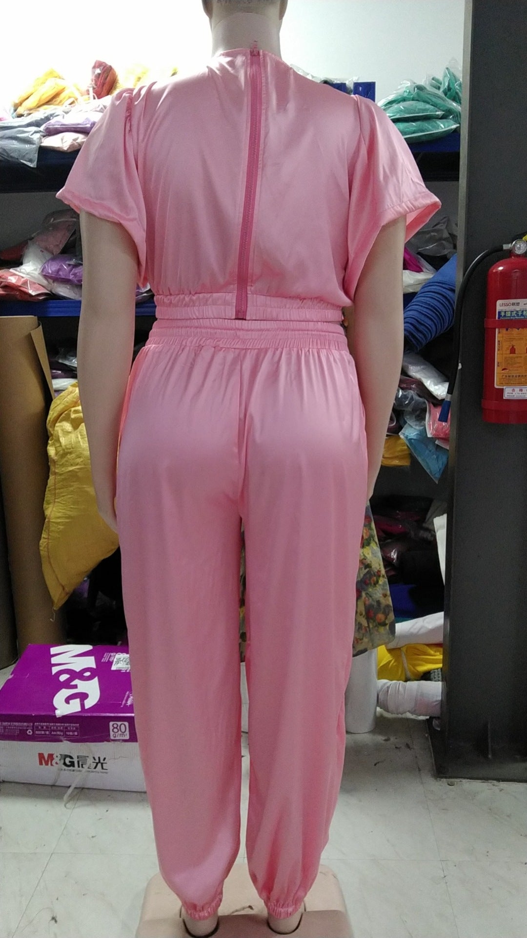 Women Ruffle Edge Sleeve Lace-Up Top and Elastic Pants Two-piece Set 20