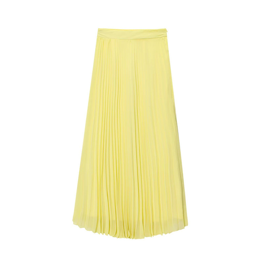 Women summer sleeveless strapless top pleated skirt two-piece set 3
