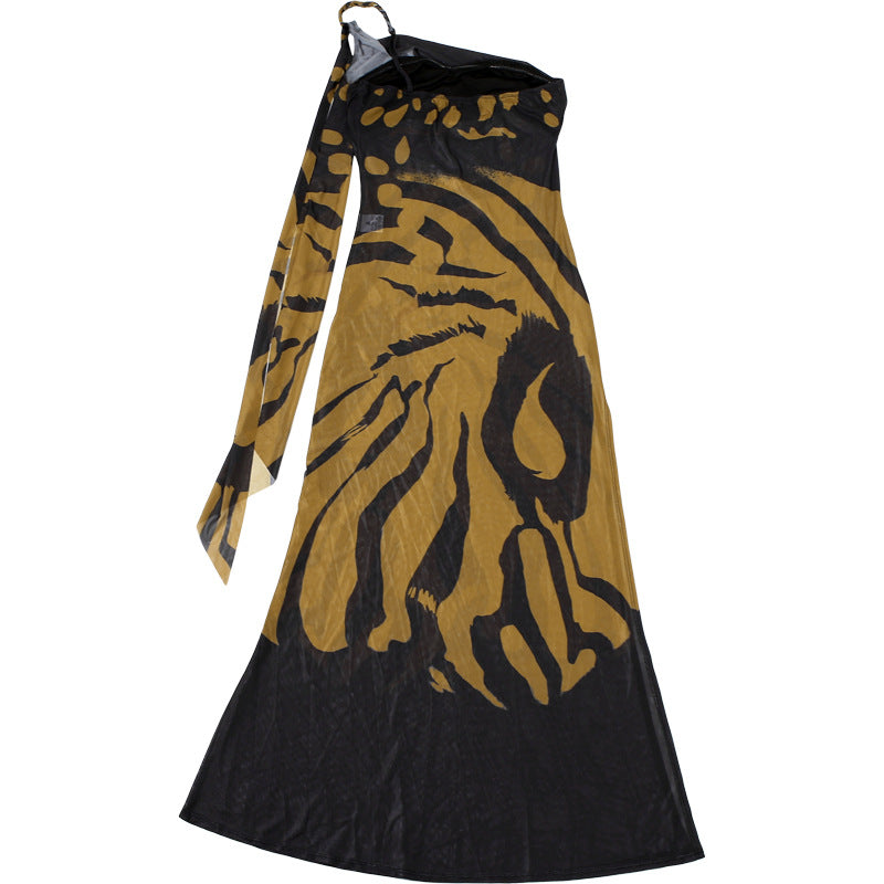 Summer Chic Sexy Mesh Low-Back Slit Print Bodycon Dress 13