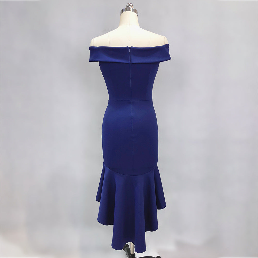 Women Elegant Maxi Off Shoulder Mermaid Evening Dress 27