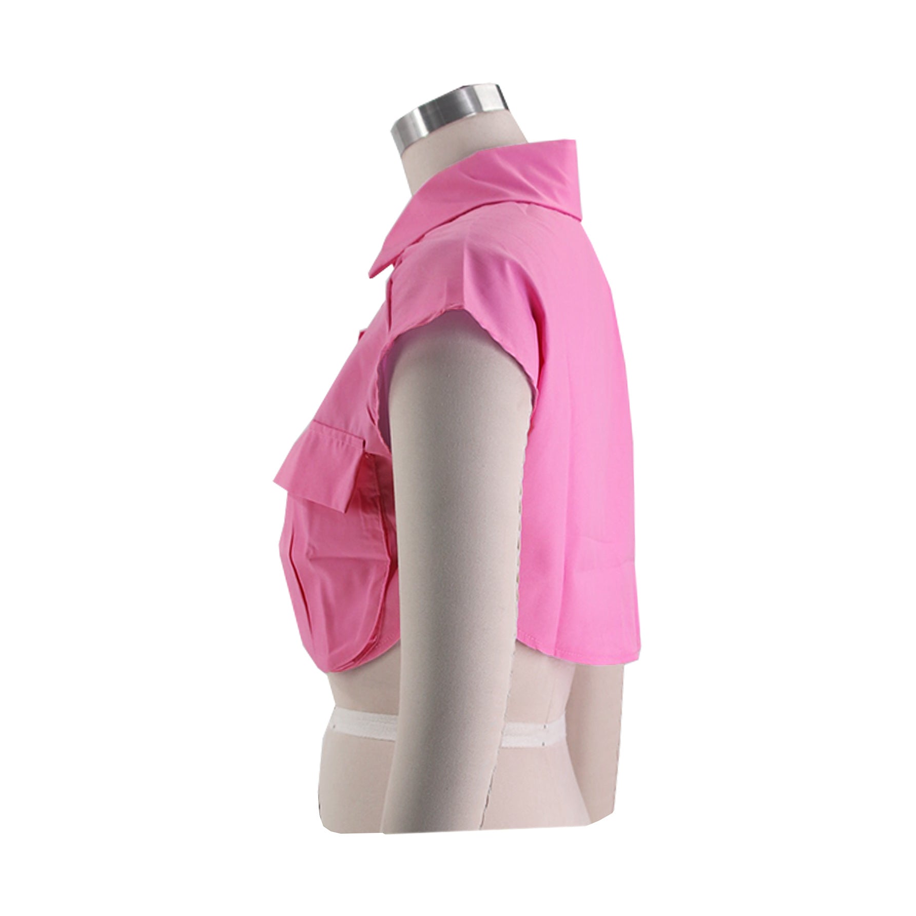 Sexy Solid Color Pocket Patchwork Irregular Loose Single Breasted Shirt 7