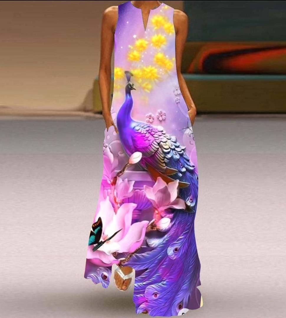 Summer women's sleeveless dress v-neck printed face dress 15