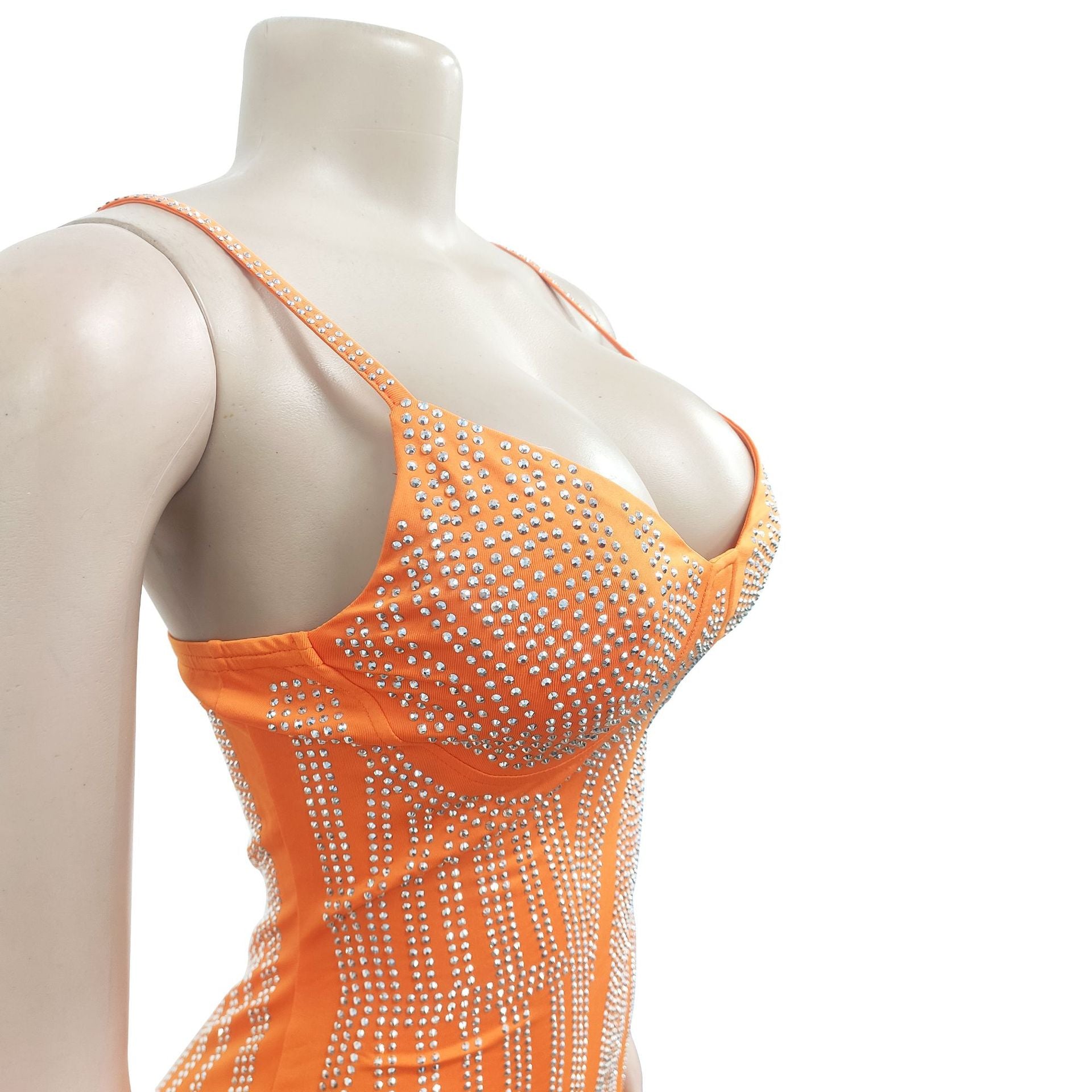 Women's Fashionable Sleeveless Beaded Feather Strap Club Dress 21