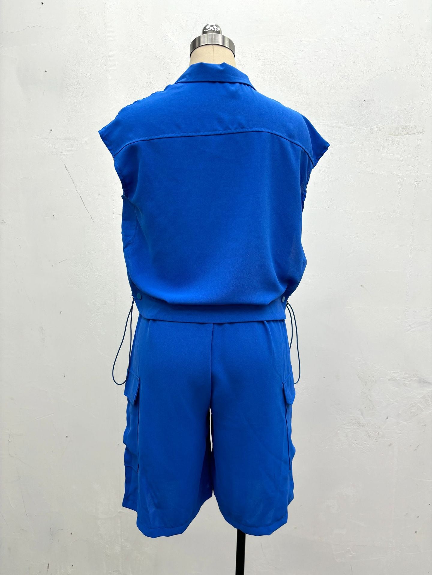 Summer Fashion Casual Women's Solid Color Shirt Shorts Two-Piece Suit 15