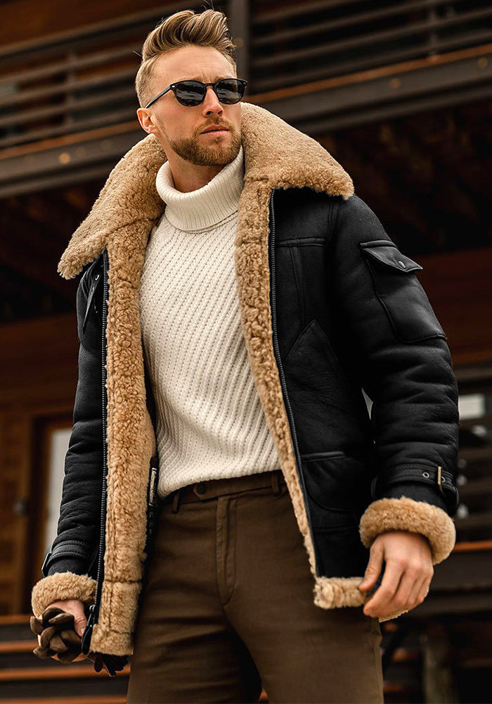 Men's Autumn and Winter Furry Long Sleeve Jacket