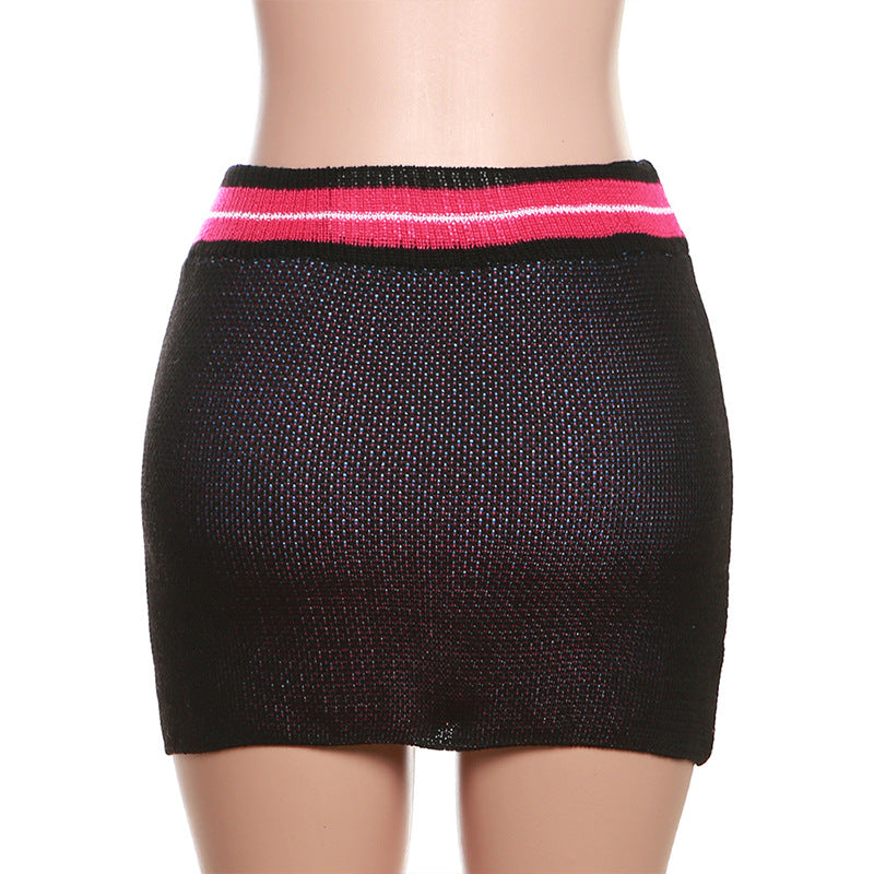 Women Letter Knitting Ribbed Top and Skirt two-piece set 66