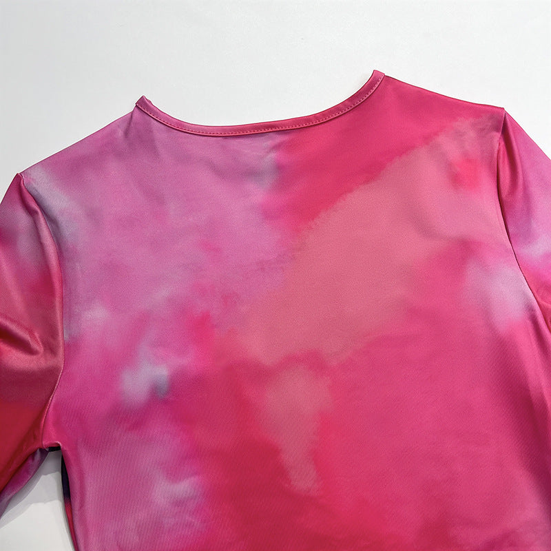 Women's Round Neck Long Sleeve Printed Chic Elegant Bodycon Dress 13