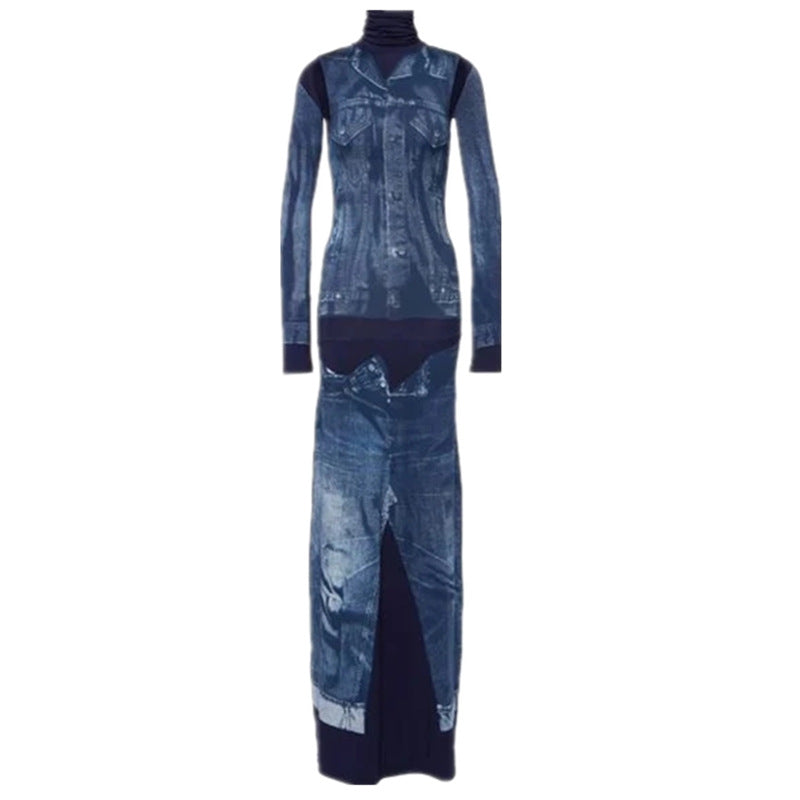 Women Leopard Round Neck Long Sleeve Maxi Dress 8