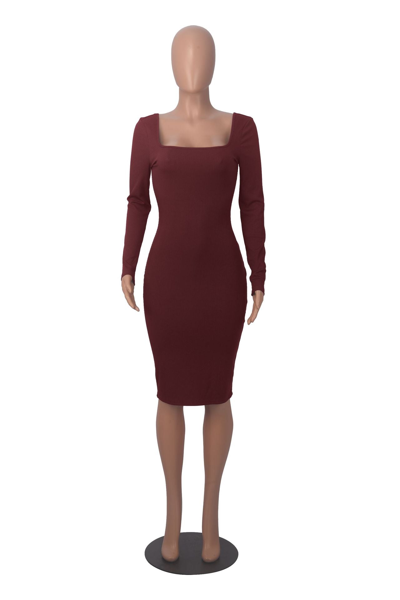 Slim Square Neck One-Piece Tight Fitting Casual Solid Color Jumpsuit 13