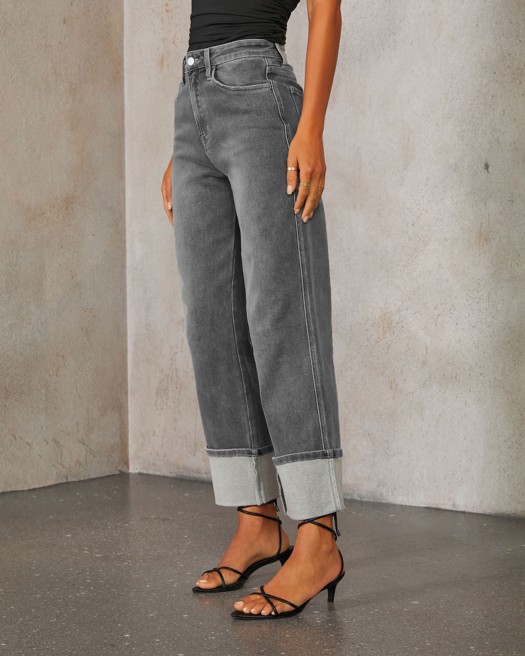 Spring High Waist  Elastic Straight Denim Pants For Women 8