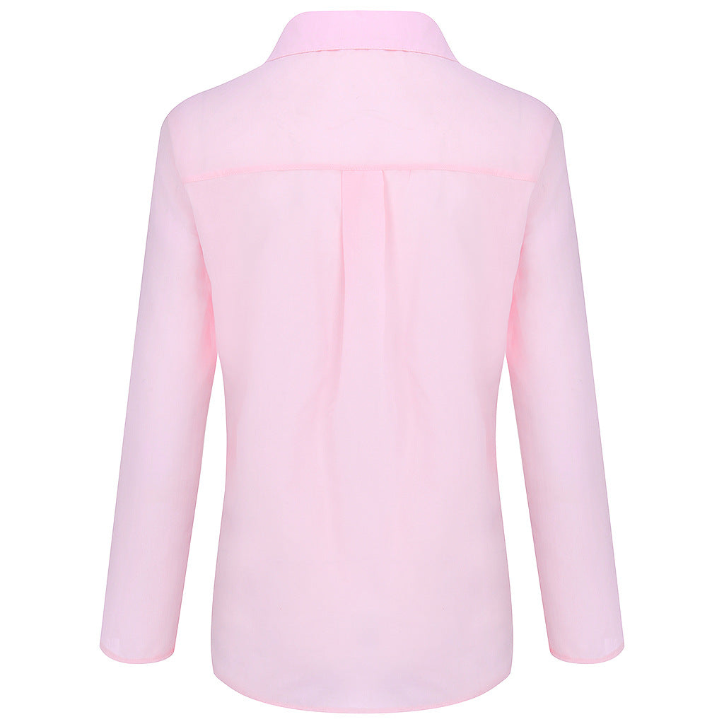 Autumn And Winter Women's Turndown Collar Long Sleeve Shirt Women's Clothing 14