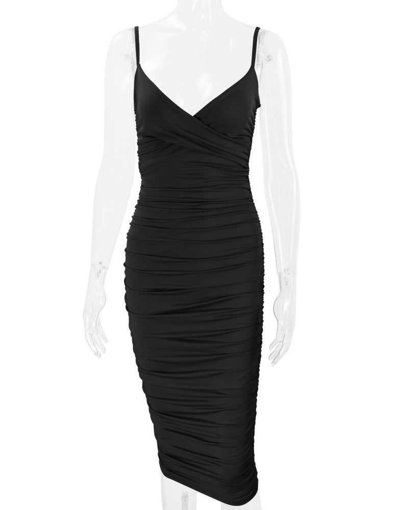 Women Sexy Backless Suspender Dress V-neck Bodycon Dress 28