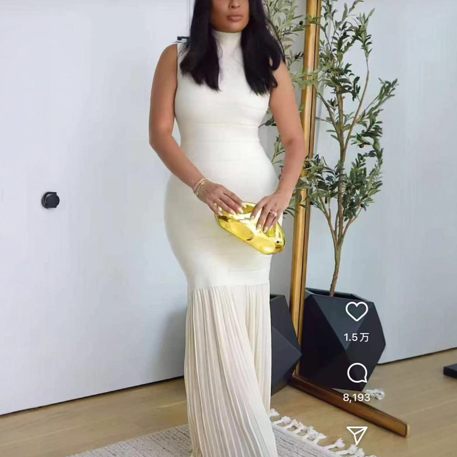 Women's Autumn Knitting Patchwork Sexy Mermaid Dress