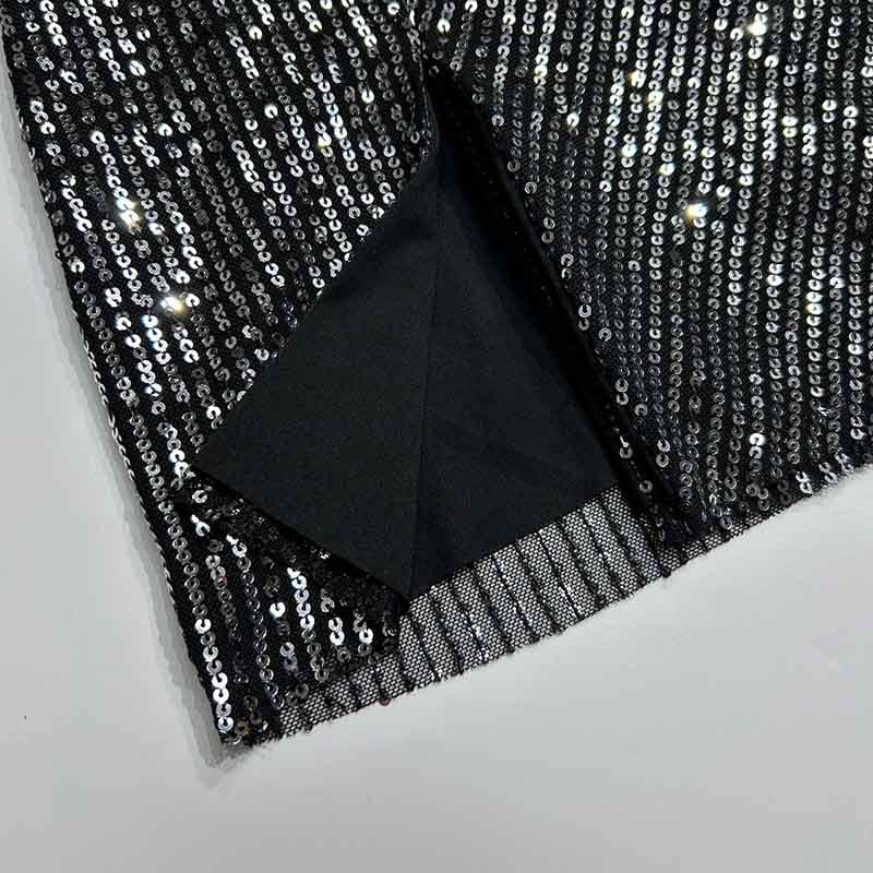 Nightclub Women's Clothing Fashionable Sexy Low Back Deep V Slit Sequins Dress 18