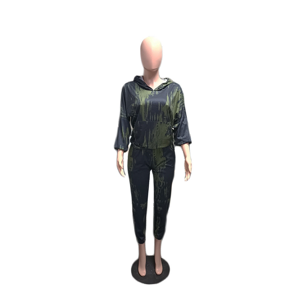 Plus Size Women's Printed Two-Piece Casual Set with Hat 6