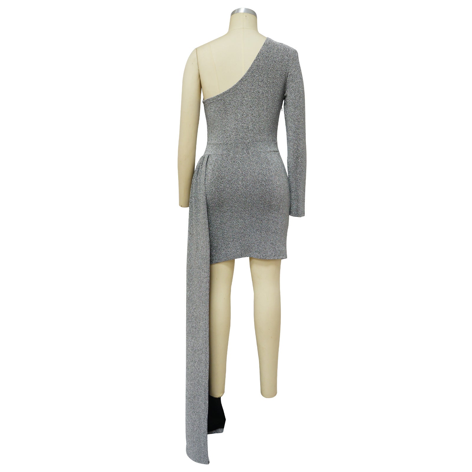 Women'S Fall Slash Shoulder Plain Patch Bodycon Dress 12