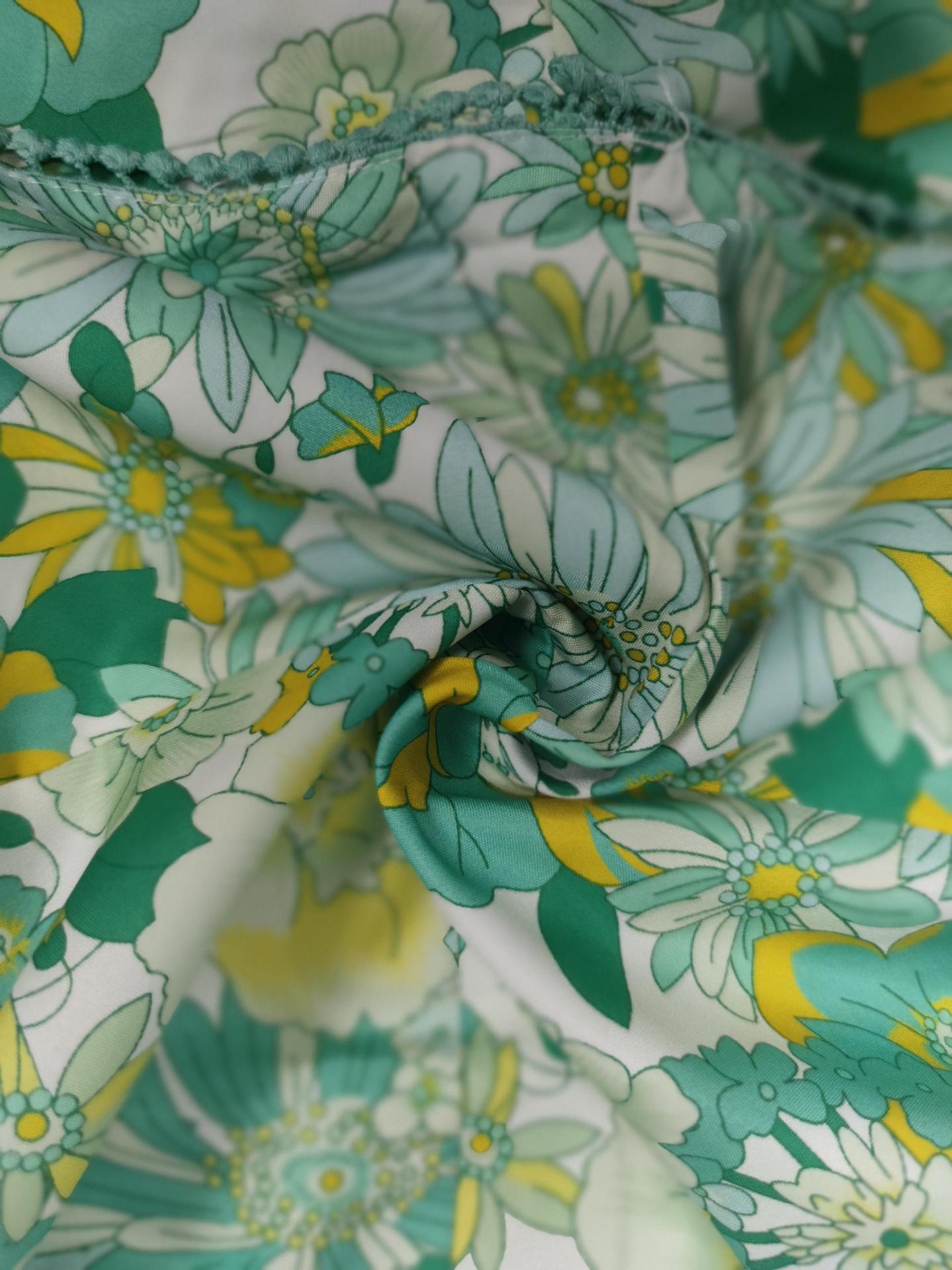 Women Sexy Printed Puff Sleeve Top and Skirt Casual Two-piece Set 10