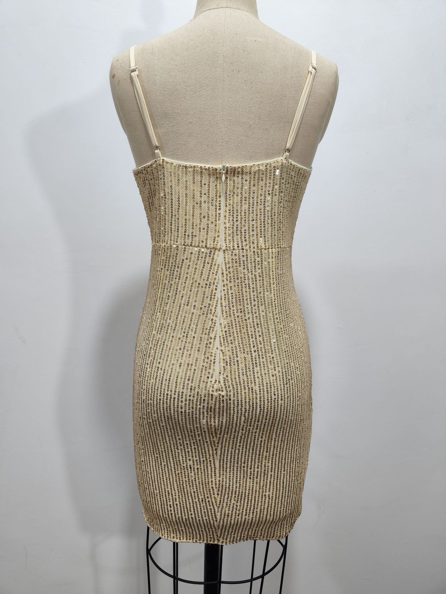 Women 's Sexy Strap Wrap Neck Sequin Party Dress 12