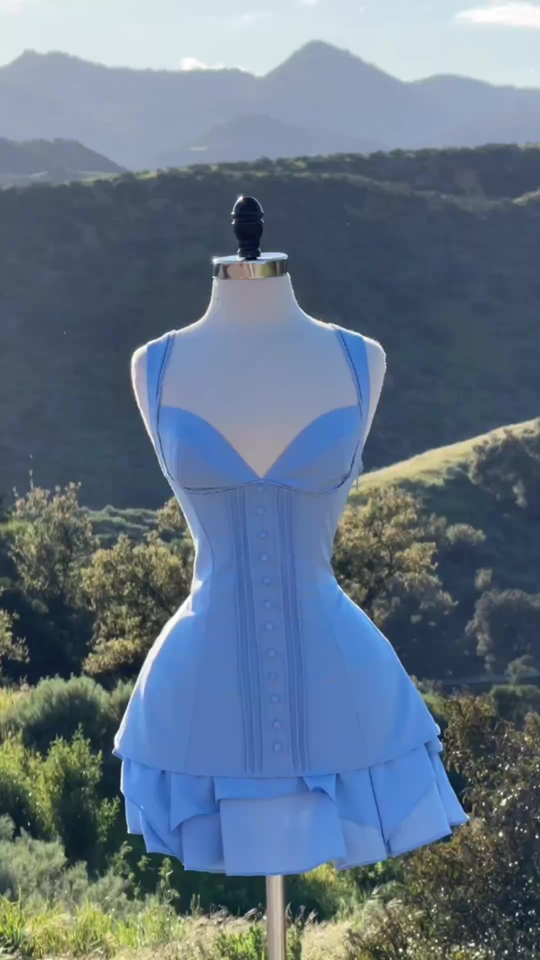 Sexy Low Back Slim Waists Lace-Up Strap Slim Waist Mini Dress 12