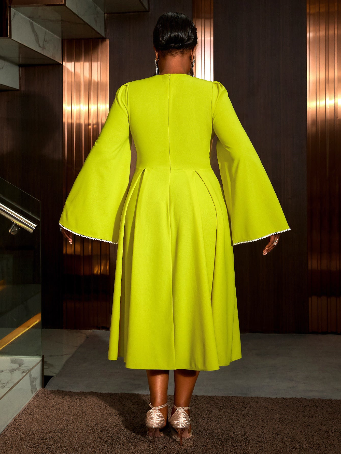 Women elegant cape sleeve Formal Party dress 3