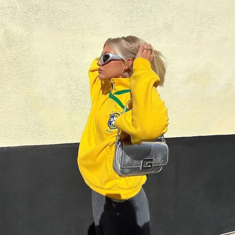 Women loose football sweatshirt