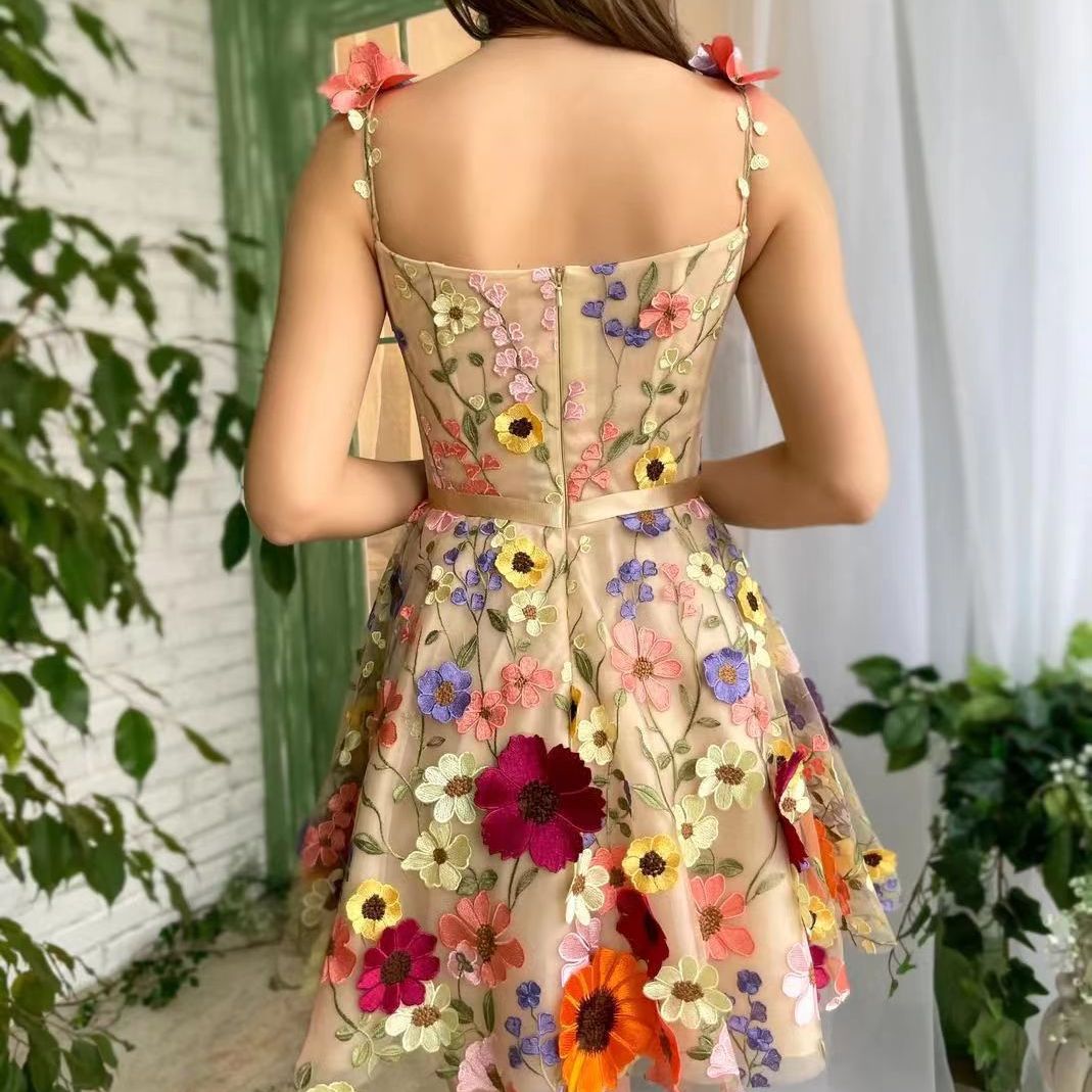 Women floral embroidered mesh sexy dress 3