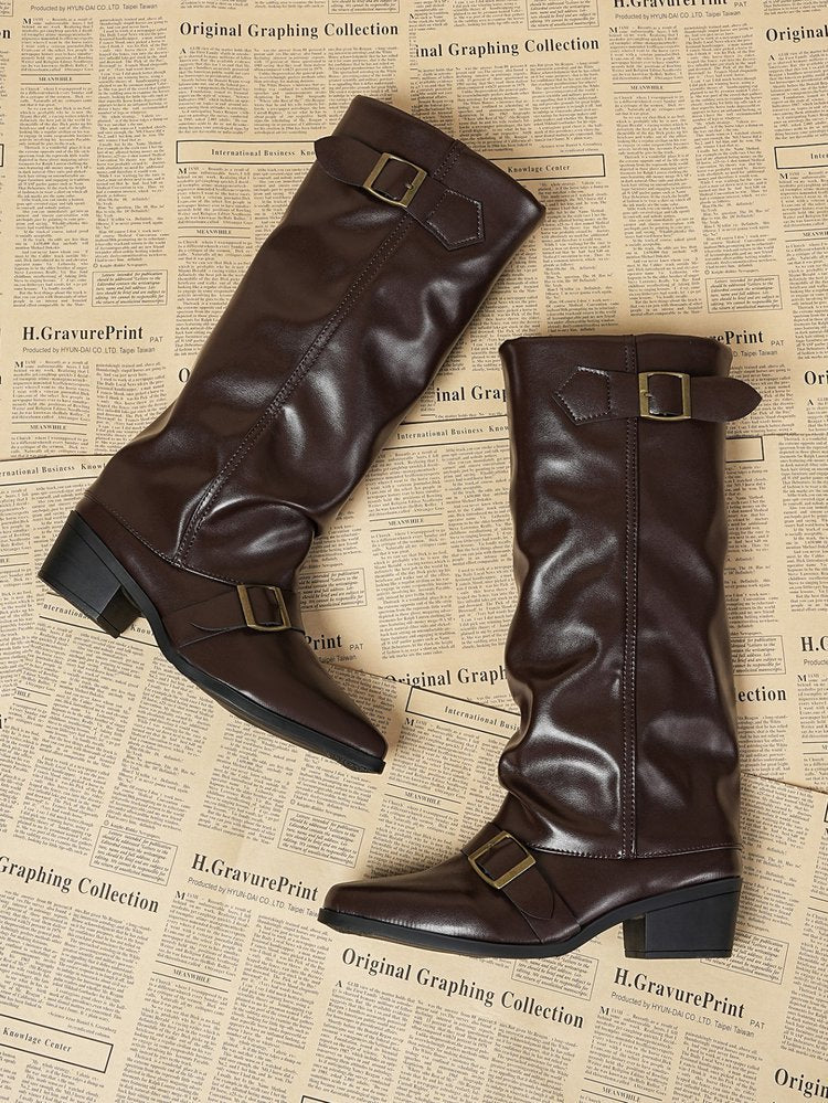 Women autumn and winter long pointed-toe block-heeled fashion boots 25