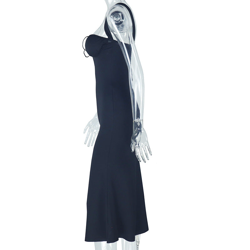 Women's Elegant Strap Solid Color Long Dress 9