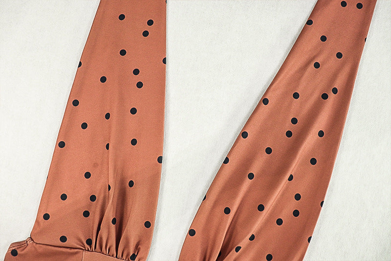 Print Polka Dot Women's Slim Waist Sexy A-Line Pleated Deep V-Neck Sleeveless Short Dress 10