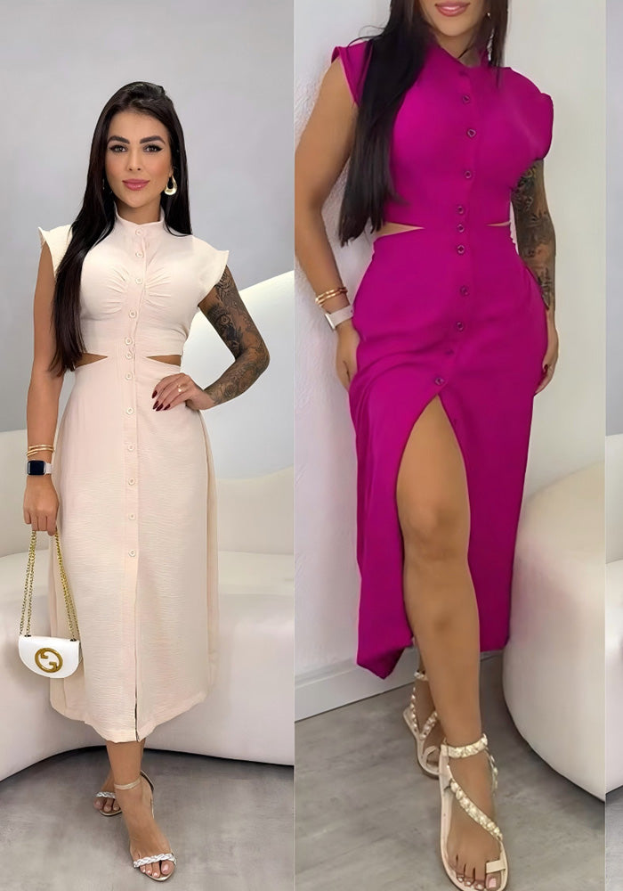 Spring women's clothing polyester Stand Collar skirt dress