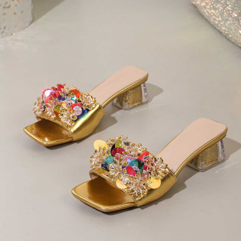 Women Sparkling Rhinestone Formal Party High-Heeled Sandals 5