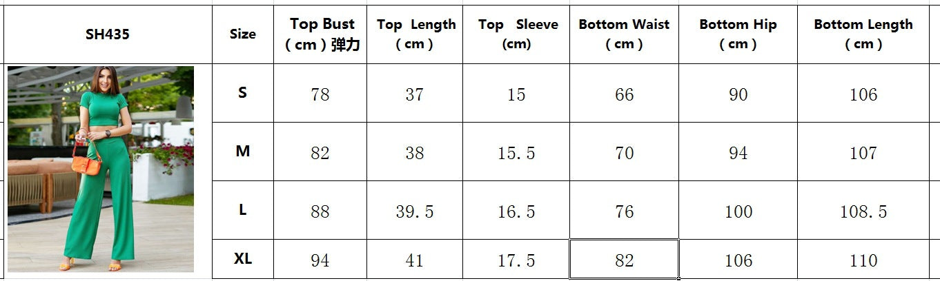 Short-Sleeved Fashionable and Sexy Crop T-Shirt Summer Trousers Two-Piece Set 14