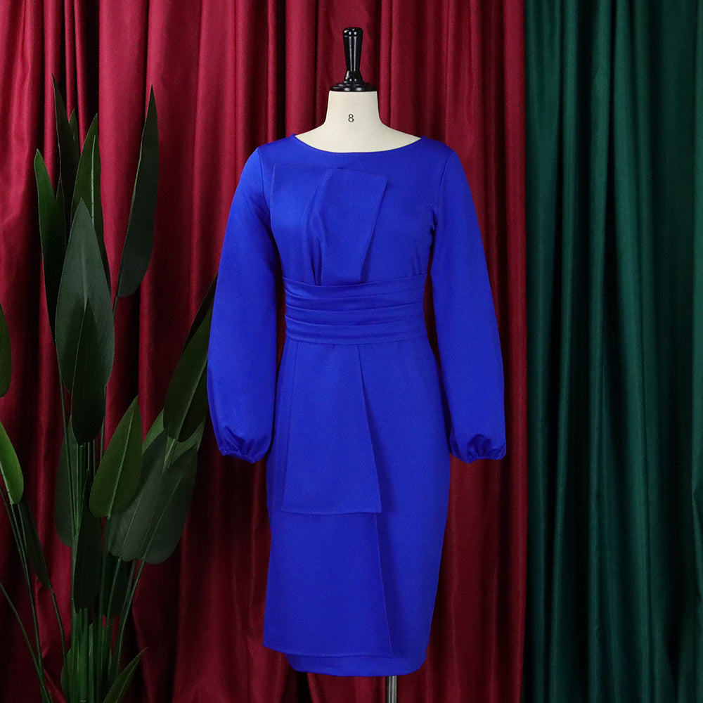 Women'S Spring Fall Solid Color Bodycon Pro Ol Chic Plus Size African Dress 10