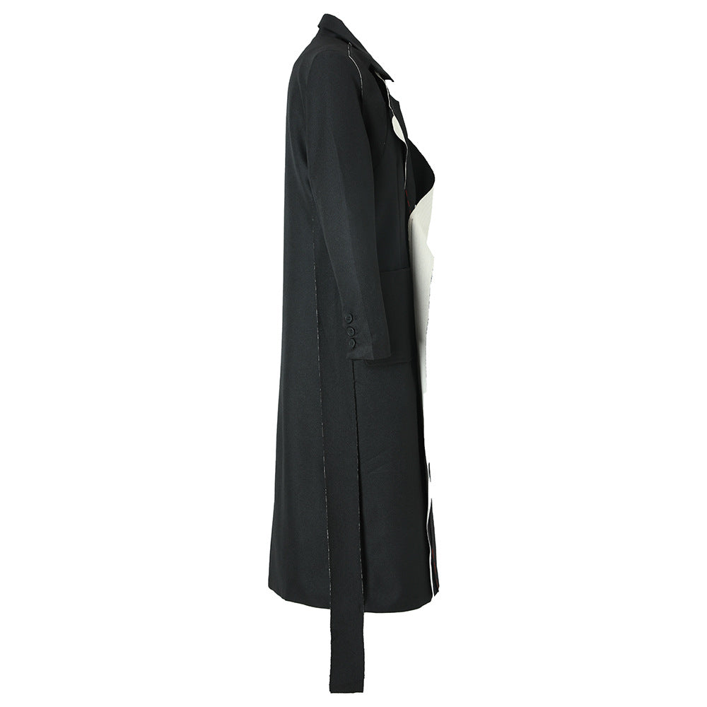 Women Vintage Long Blazer Trench Coat 4