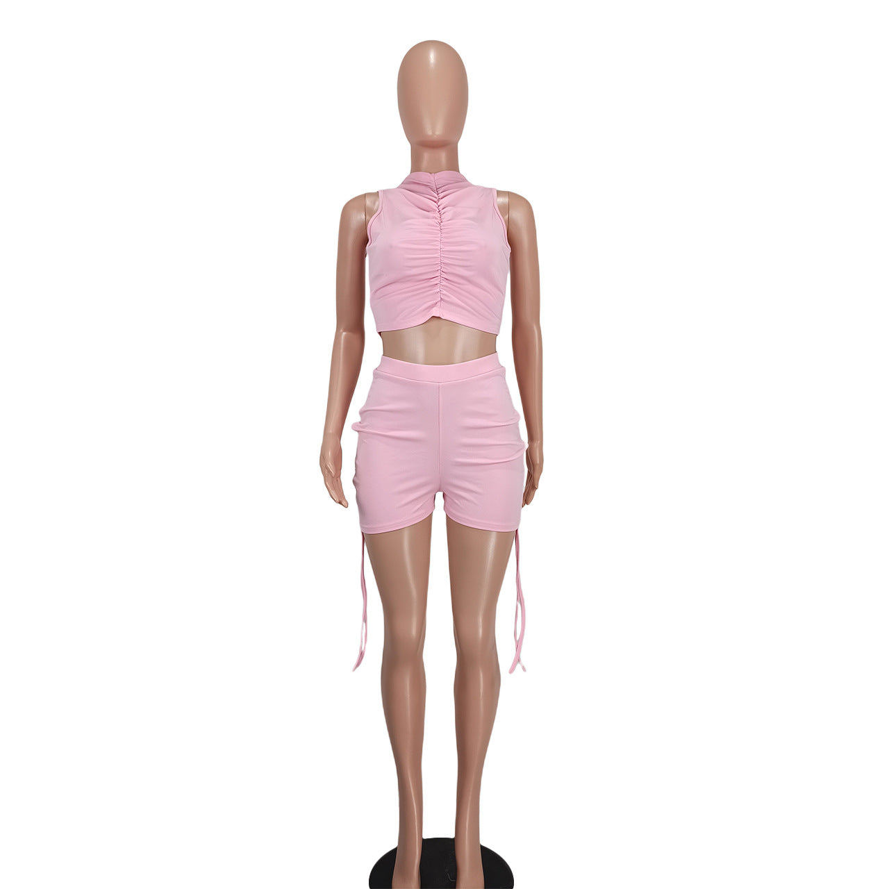 Women's Fashion Casual Drawstring Solid Two-Piece Set 15