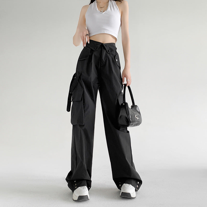 American Cargo Pants Spring And Autumn Retro Loose Straight Casual Wide Leg Pants High Waist Slim Fit Sports Pants 15