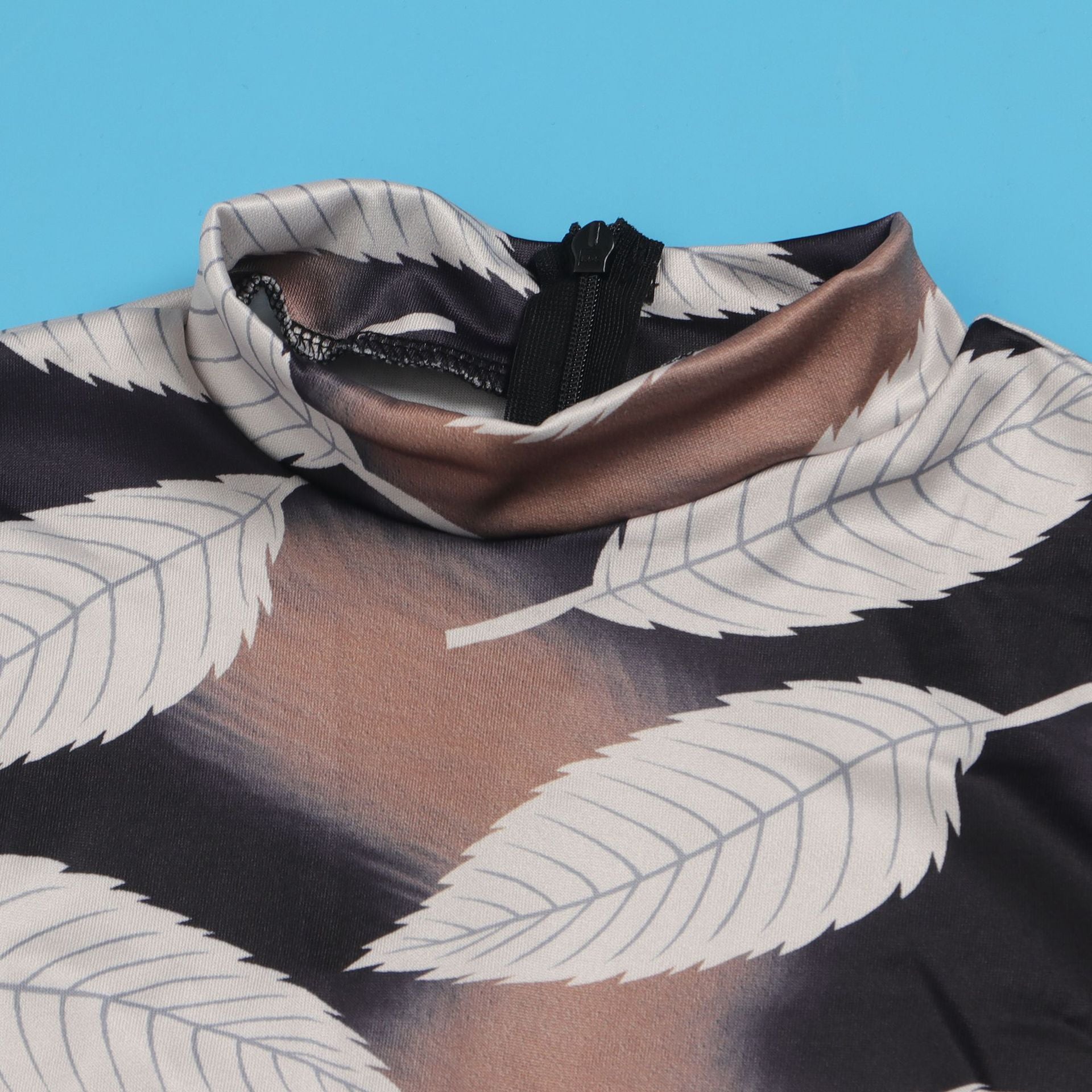 Sexy Printed Stretch Round Neck Long Sleeve Bodycon Tight Fitting Mermaid Long Dress 22