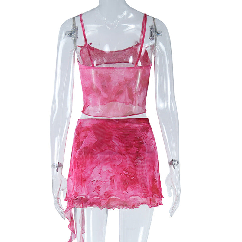 Women printed camisole and slit skirt two-piece set 11