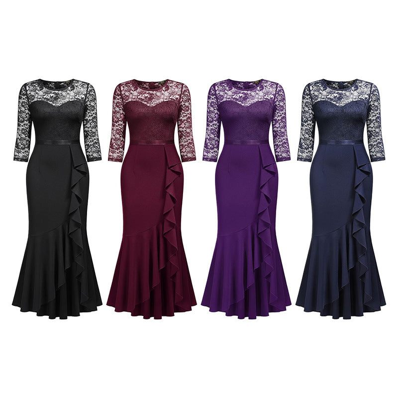 Women formal party fishtail maxi dress 8