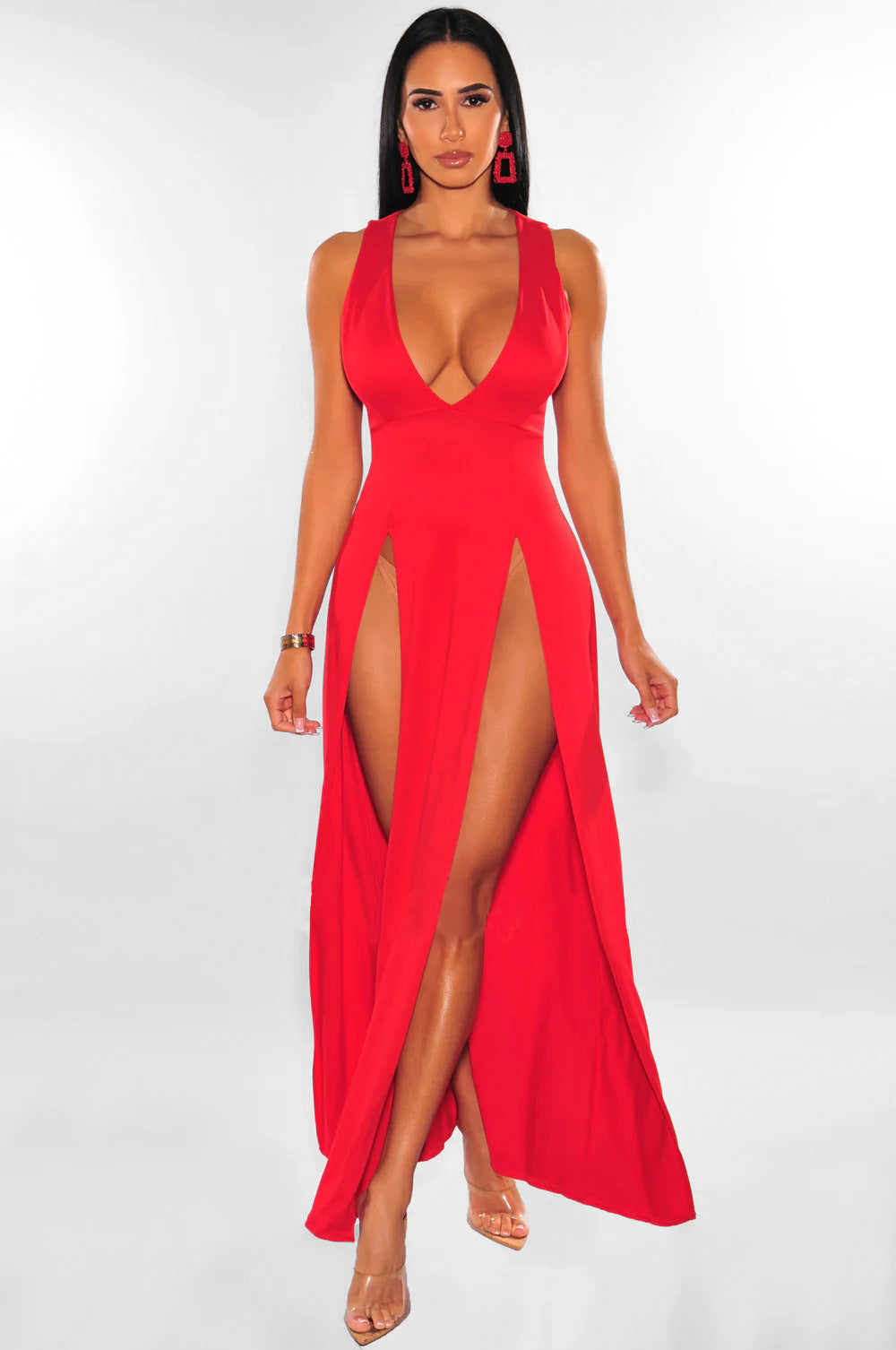 Summer deep v slit multicolor bandage nightclub dress 6