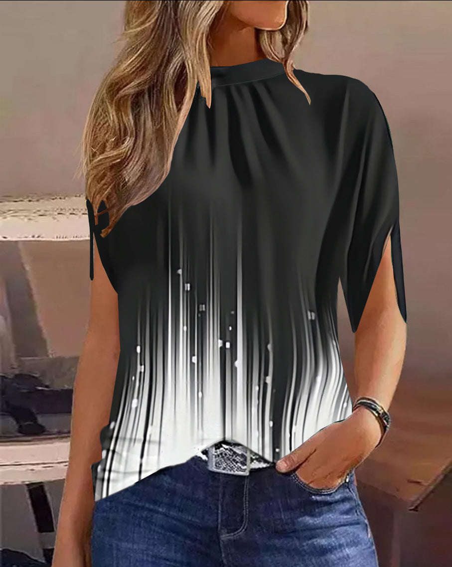 Ladies Casual Round Neck Regular Pullover Digital Printed Shirt 13