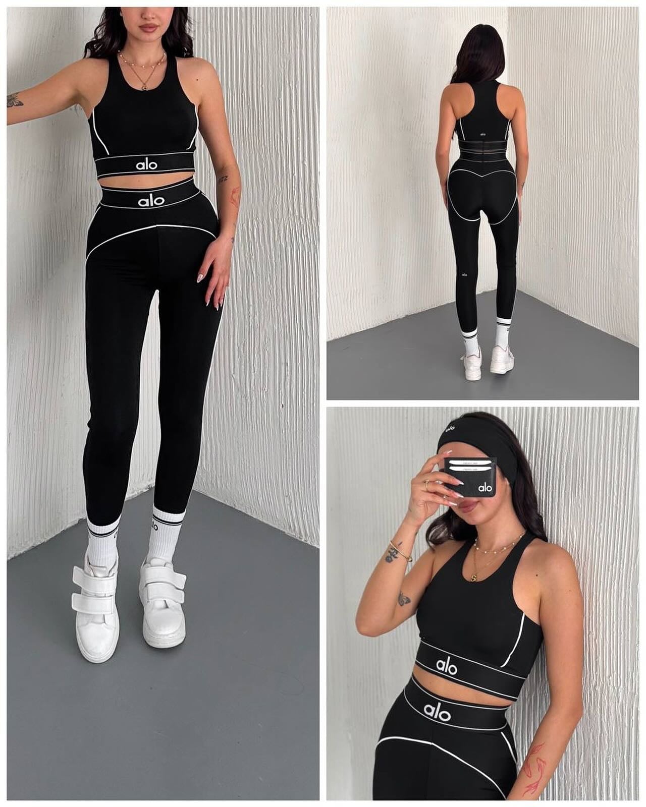 Summer Letter Print Yoga Push-Up Sports Bra High-Waisted Butt-Lifting Leggings Gym Set 5