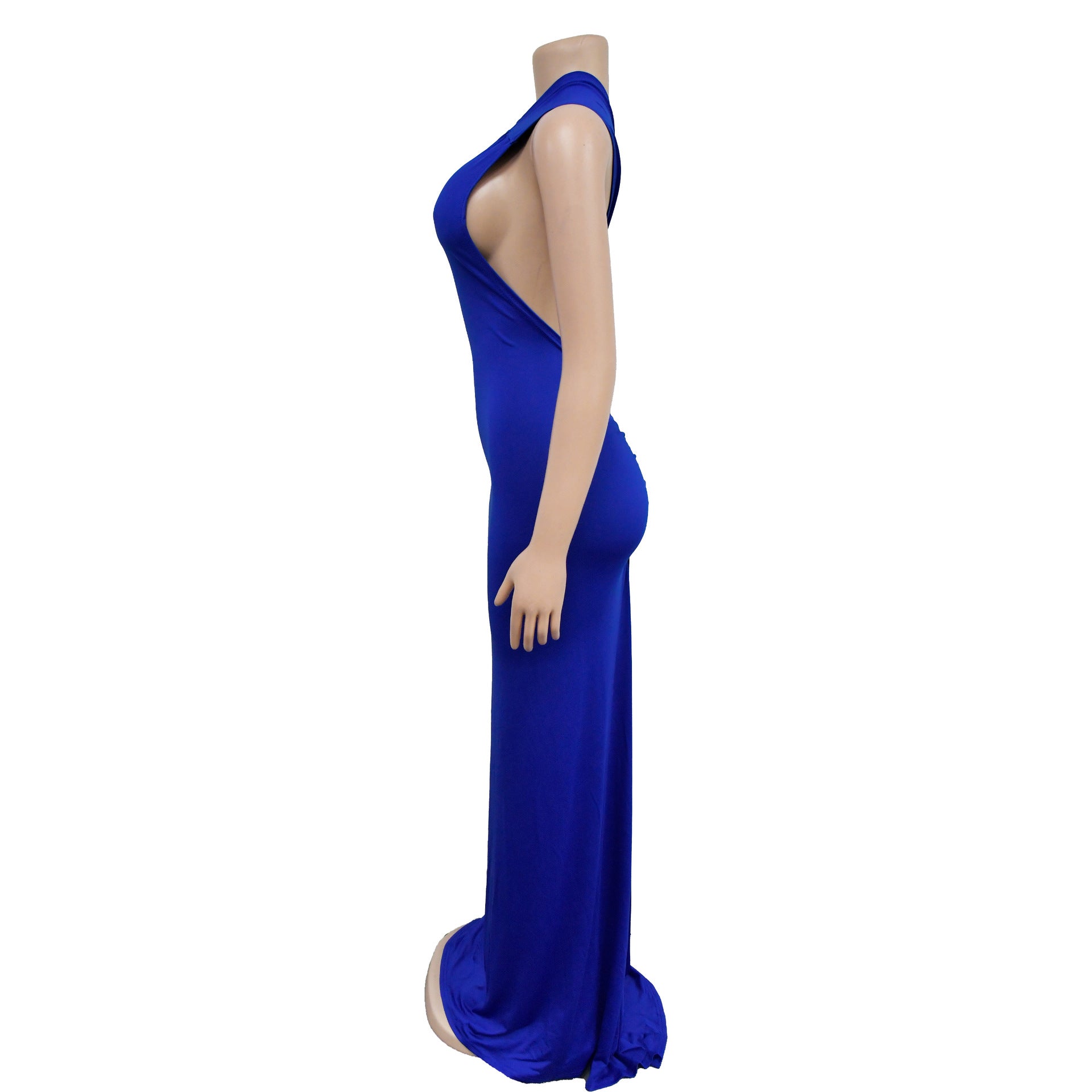 Women's Fashion Solid Color Low Back Pleated Irregular Maxi Dress For Women 18